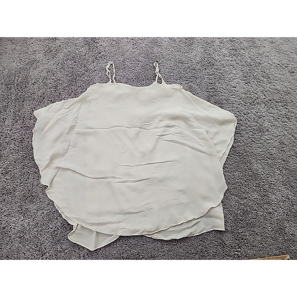 Alice + Olivia Silk Cami Top Womens S Cream Tiered Ruffle Flowy Zip Back Cami